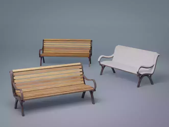 Stylized Wooden Bench