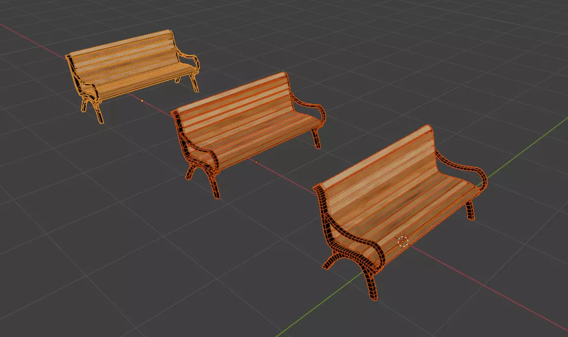 Stylized Wooden Bench Low-poly 3D model_6