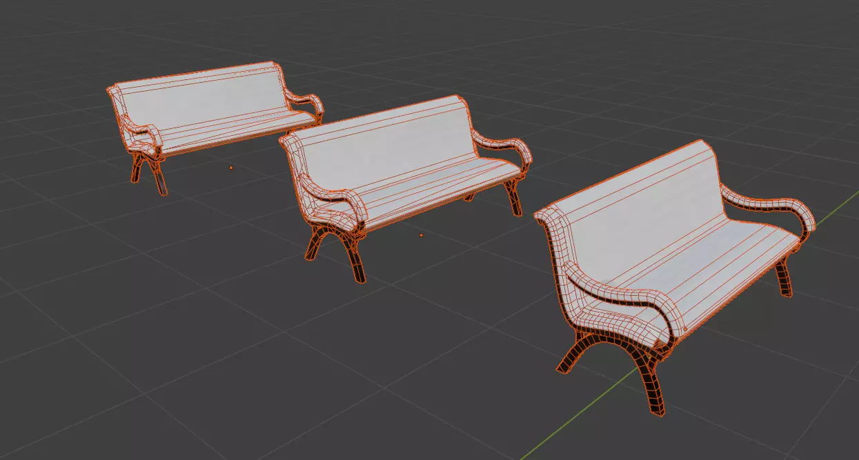 Stylized Wooden Bench Low-poly 3D model_7