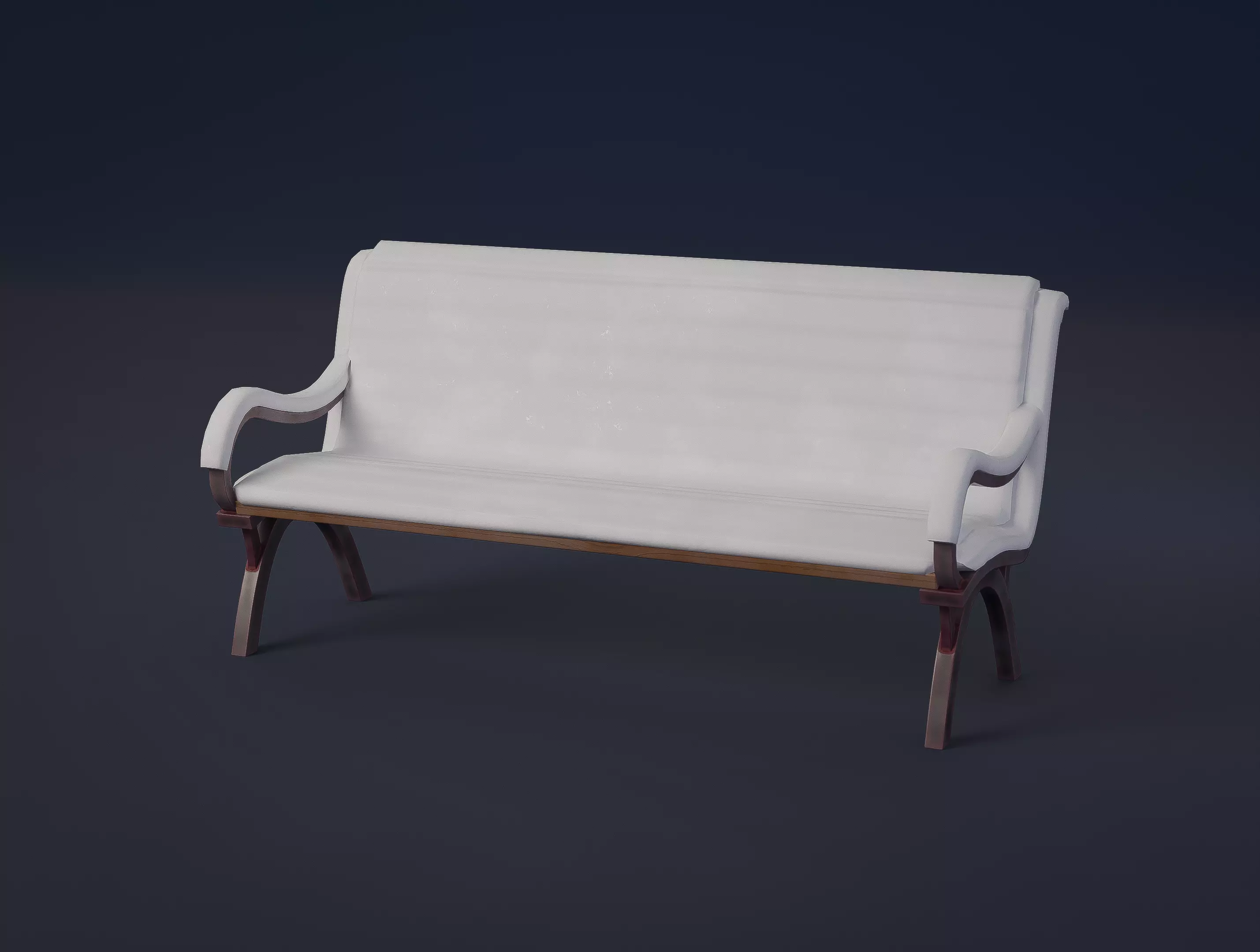 Stylized Wooden Bench Low-poly 3D model_5