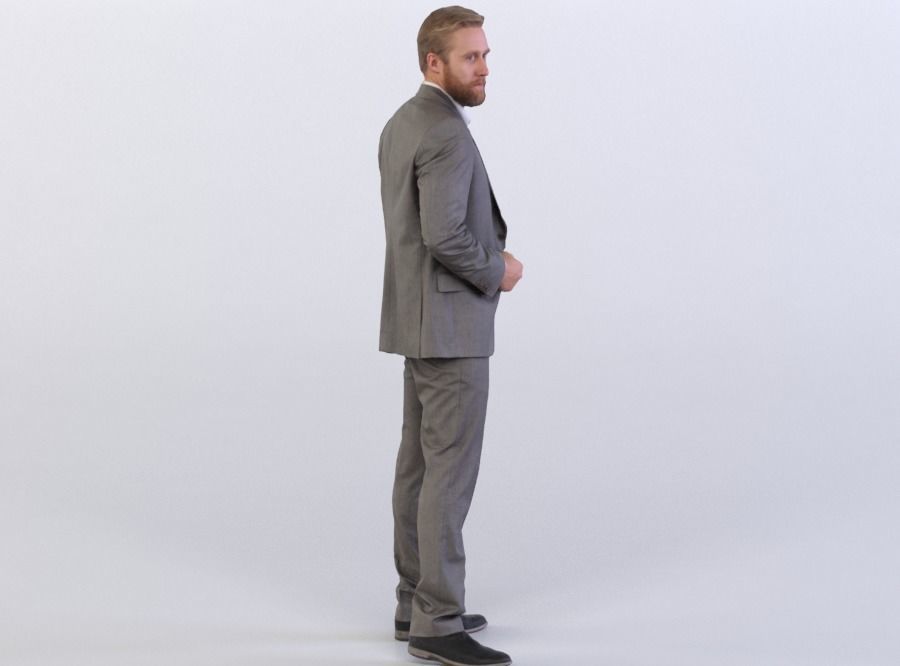 Kent 0291 Man in a suit looking over his shoulder 3D model_3