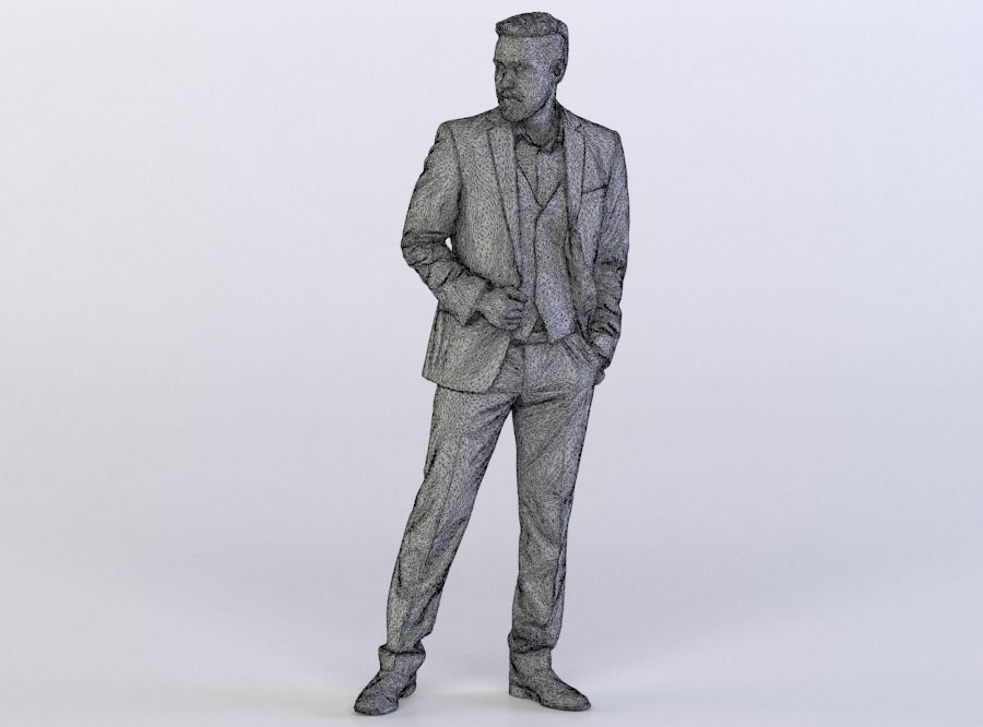 Kent 0291 Man in a suit looking over his shoulder 3D model_4