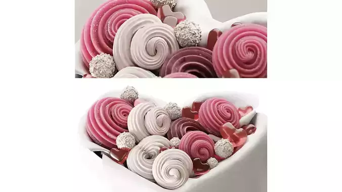 Meringue sweet gift set 3D model 4