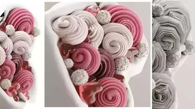 Meringue sweet gift set 3D model 5