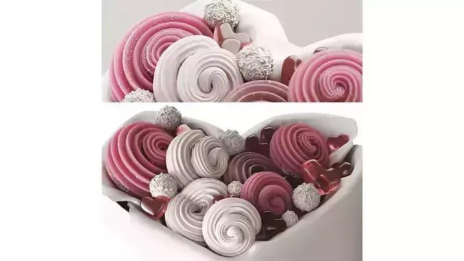 Meringue sweet gift set 3D model 3