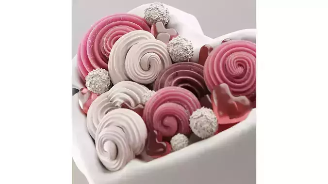 Meringue sweet gift set 3D model 2