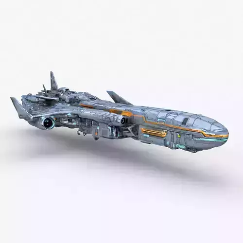 Futuristic Spacecraft Low Poly
