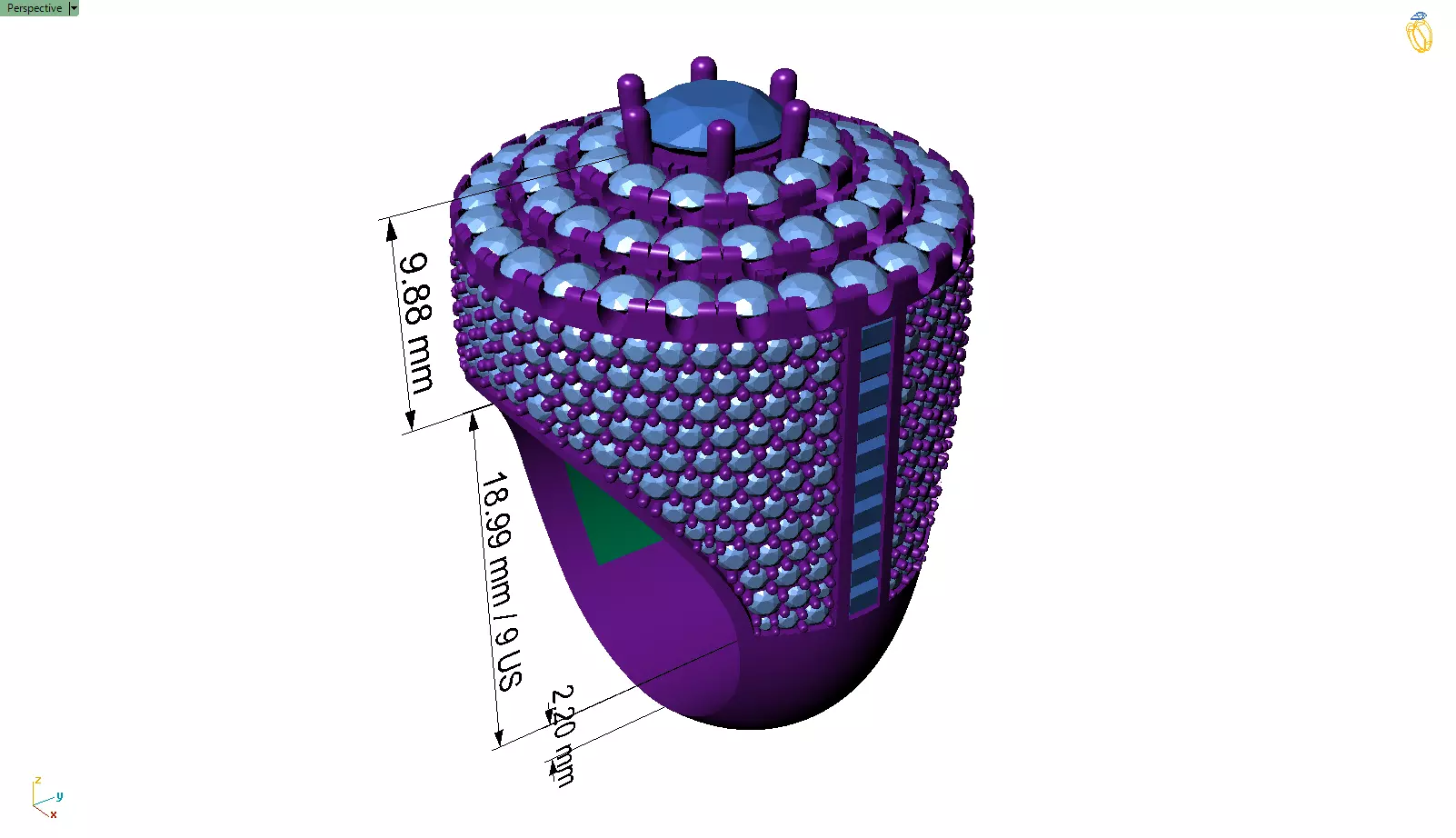 Custom Simulated Diamond Round Cut Hip Hop Men Pinky Ring 3D print model_7