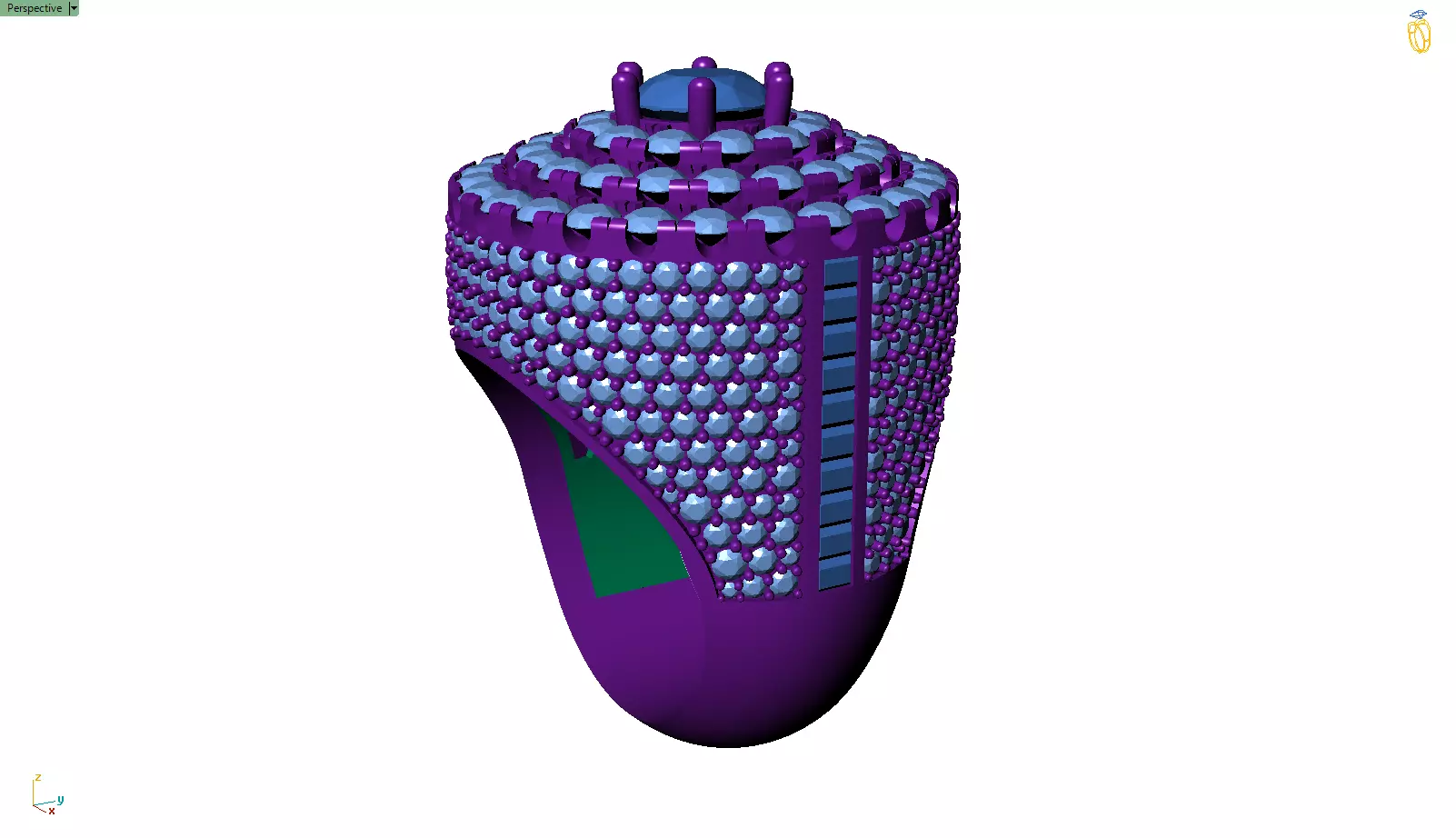 Custom Simulated Diamond Round Cut Hip Hop Men Pinky Ring 3D print model_12