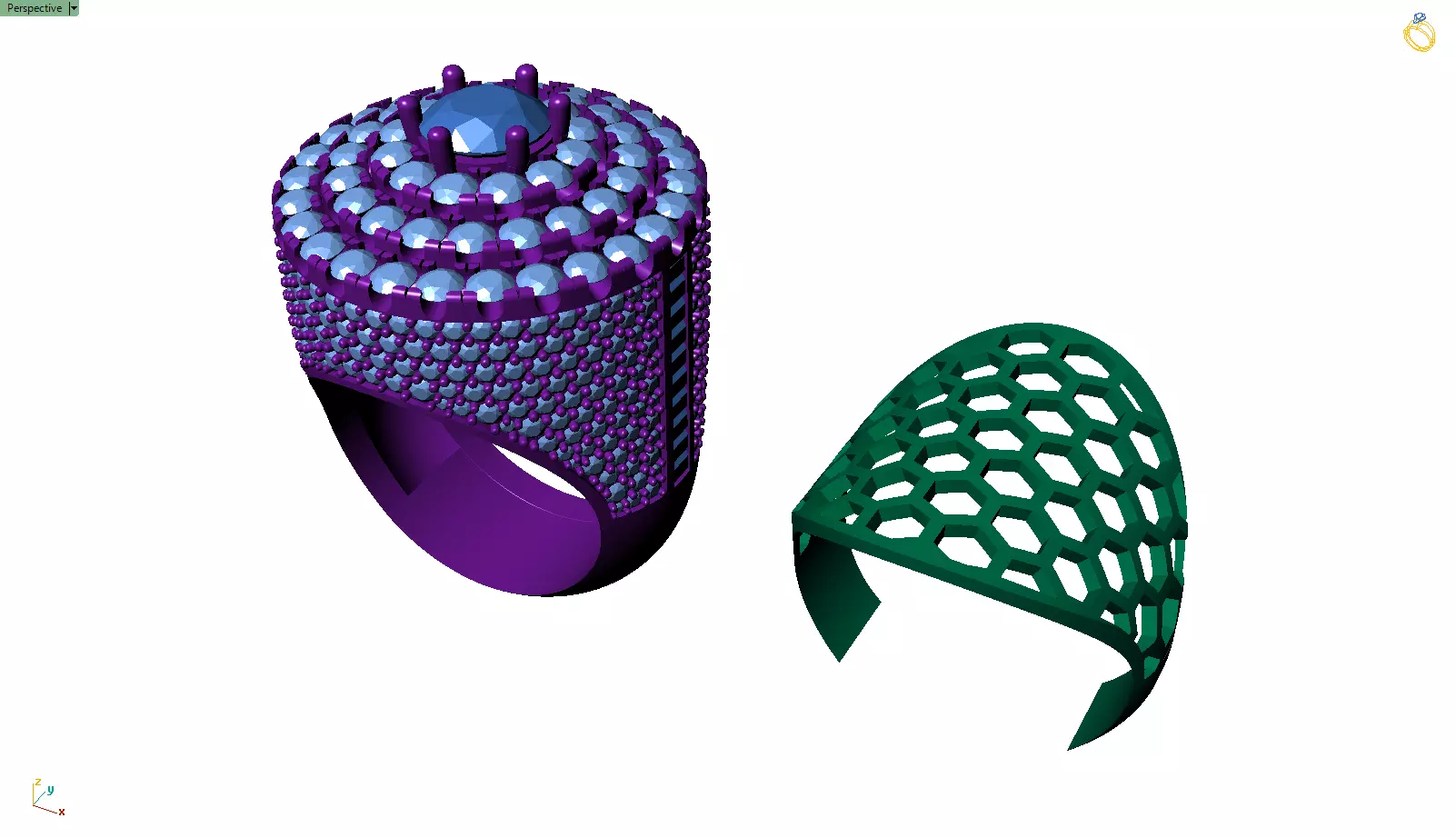 Custom Simulated Diamond Round Cut Hip Hop Men Pinky Ring 3D print model_10