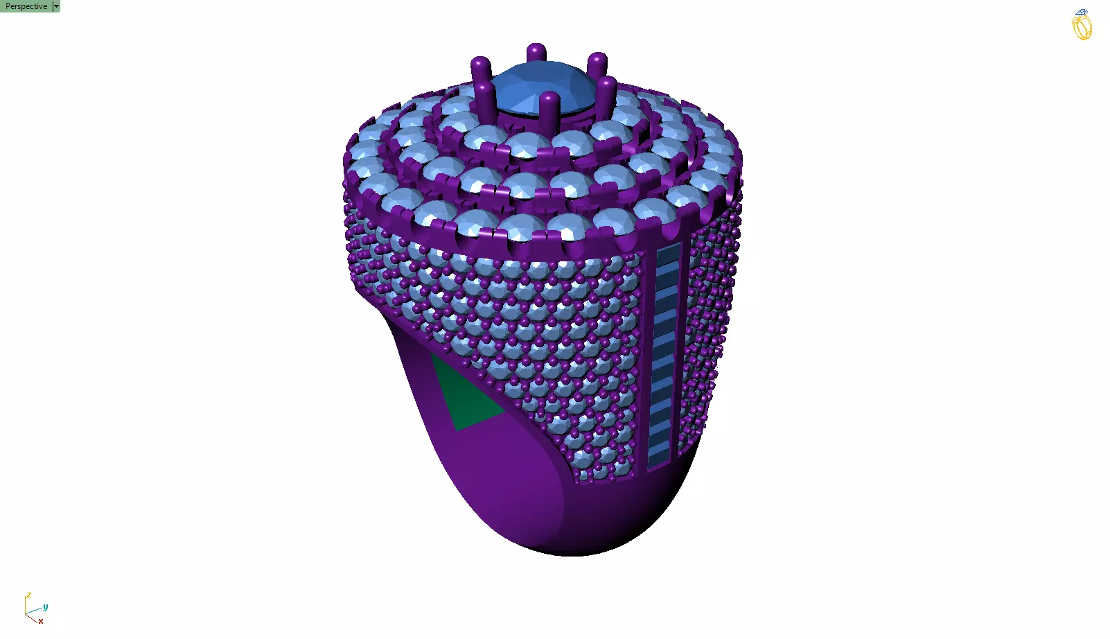 Custom Simulated Diamond Round Cut Hip Hop Men Pinky Ring 3D print model_17