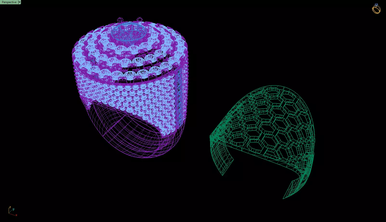 Custom Simulated Diamond Round Cut Hip Hop Men Pinky Ring 3D print model_15