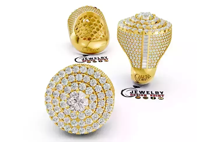 Custom Simulated Diamond Round Cut Hip Hop Men Pinky Ring