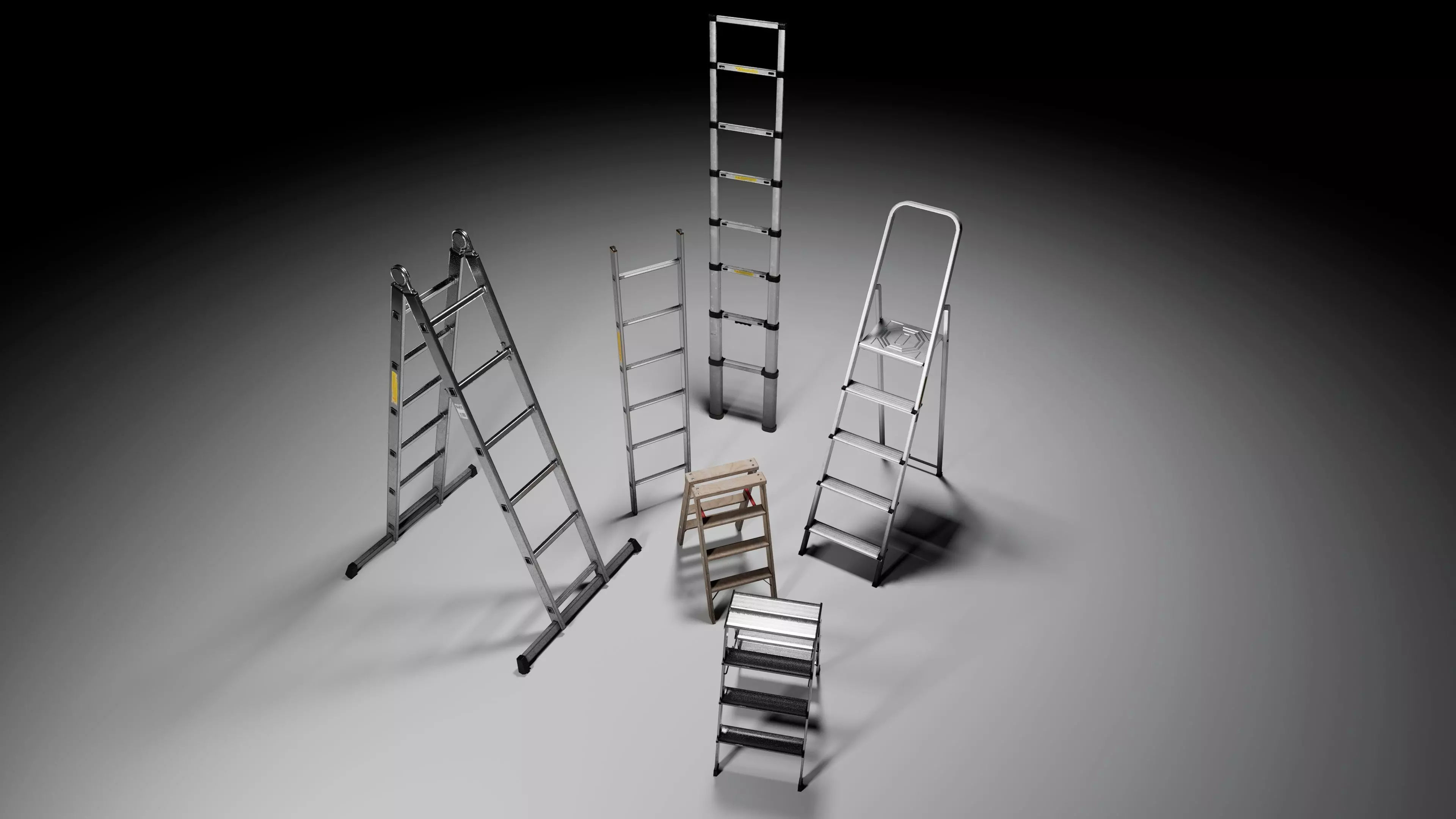 Industrial Ladder Pack Low-poly 3D model
