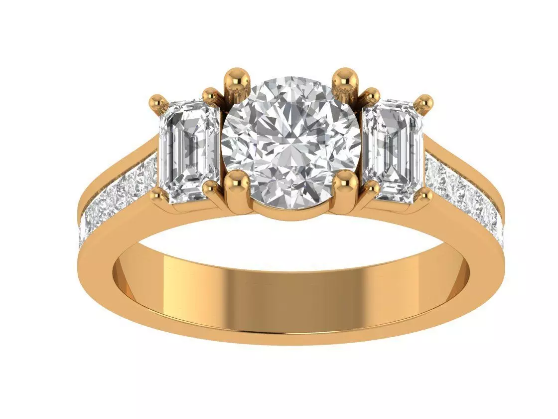 Round Engagement Ring 3D print model_1