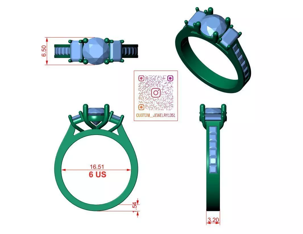 Round Engagement Ring 3D print model_10