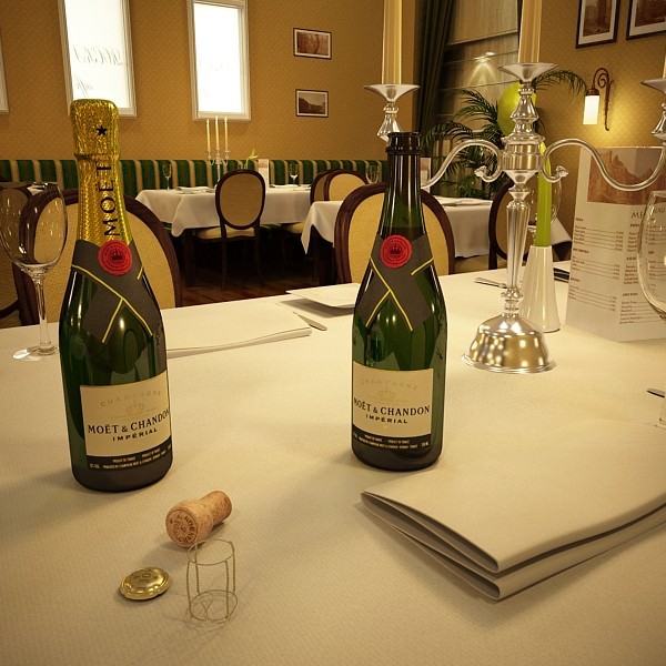 Champagne Moet Chandon Bottle 3D model_9