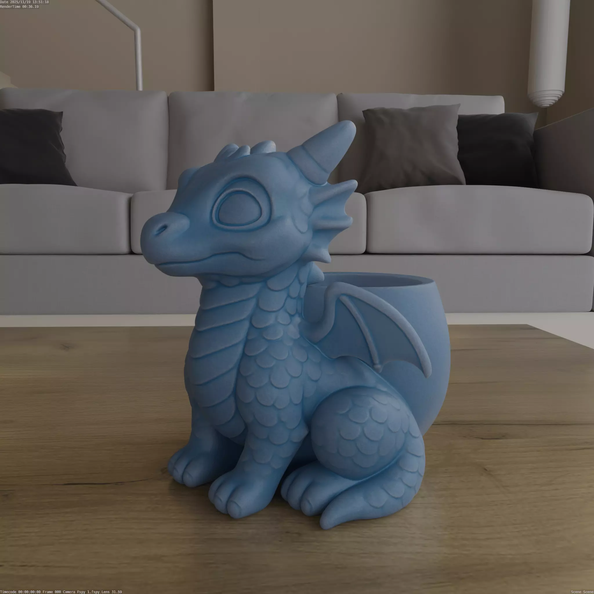 Cute Baby Dragon Planter STL 3D Print Model 3D print model