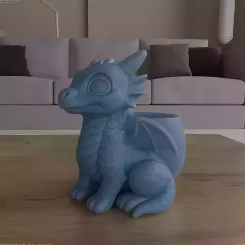 Cute Baby Dragon Planter STL 3D Print Model