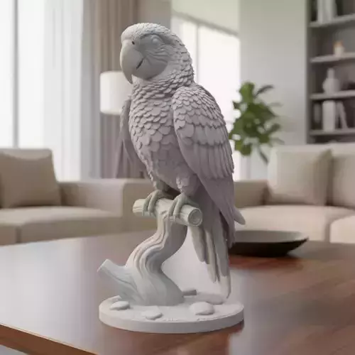 Parrot on Branch - 3D Print Model