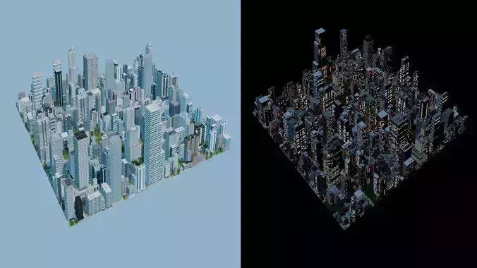 City Downtown Skyscraper Street 07 - DAY and NIGHT 