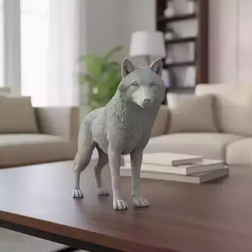 Standing Wolf Realistic - 3D Print Model