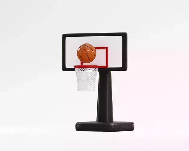 Cartoon Basketball Hoop with Basketball
