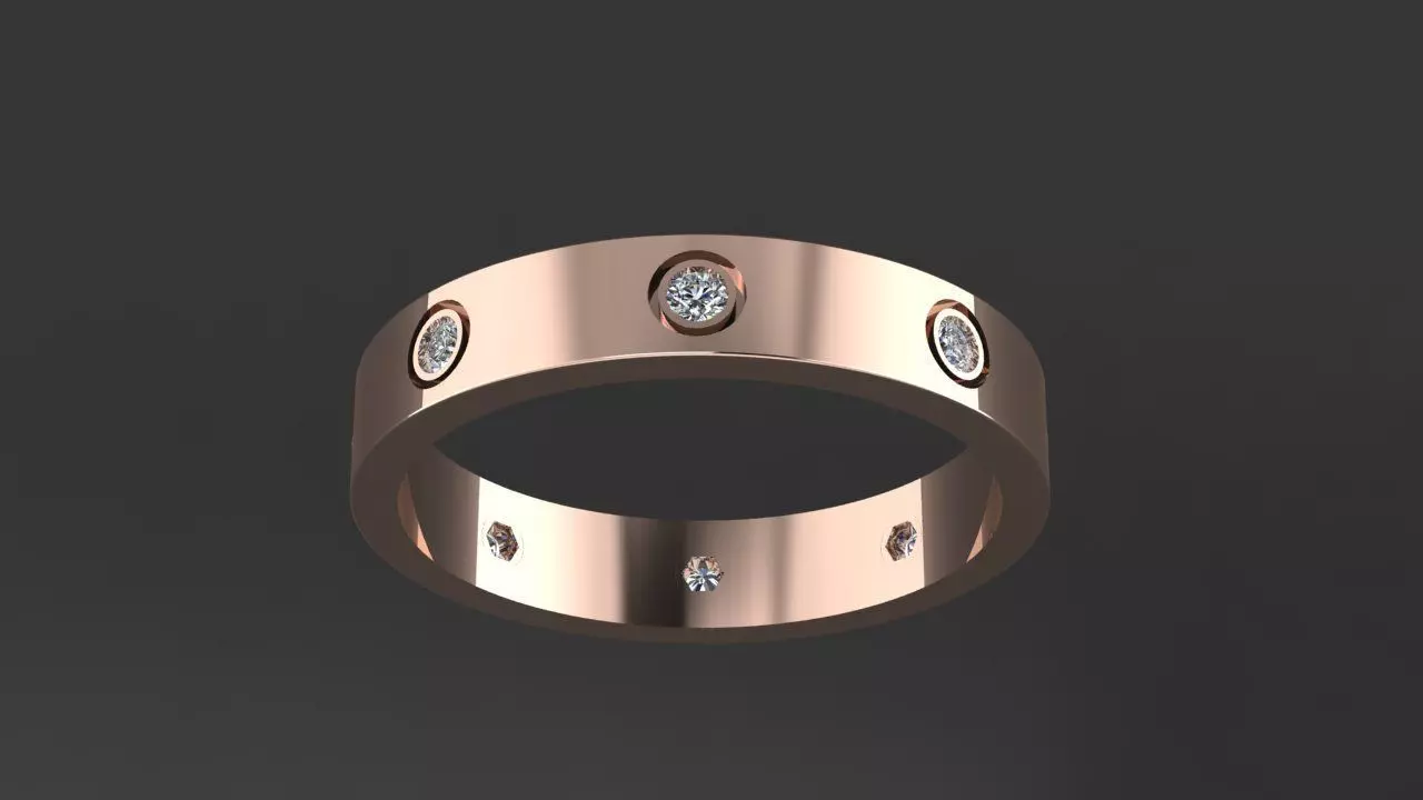 Ring love classic model diamonds 3D print model