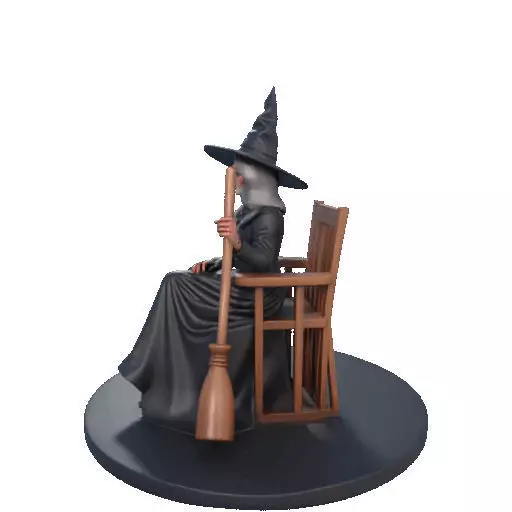 2908 Elegant Witch with Broom Raven and Skull Color 3D print model_32