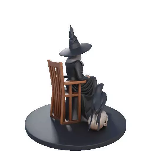 2908 Elegant Witch with Broom Raven and Skull Color 3D print model_19