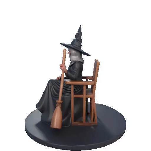 2908 Elegant Witch with Broom Raven and Skull Color 3D print model_31