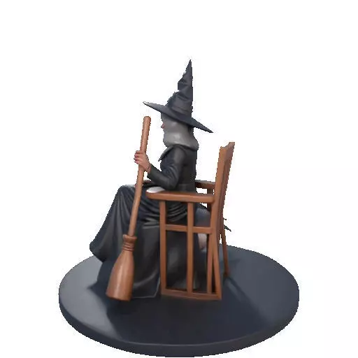 2908 Elegant Witch with Broom Raven and Skull Color 3D print model_30