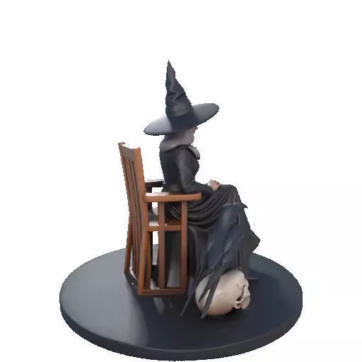 2908 Elegant Witch with Broom Raven and Skull Color 3D print model_18