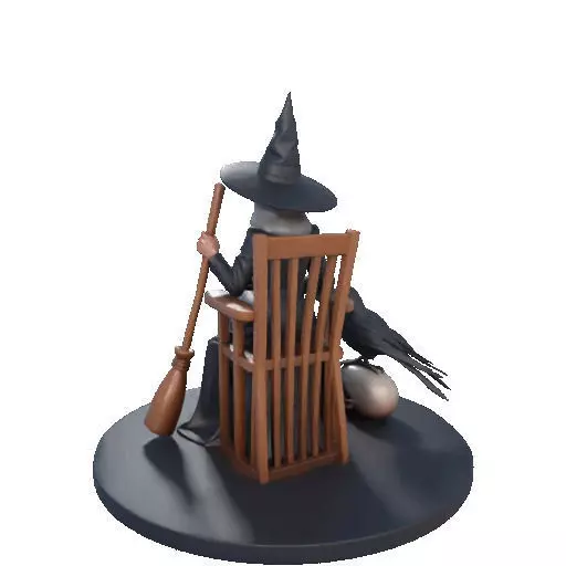 2908 Elegant Witch with Broom Raven and Skull Color 3D print model_26
