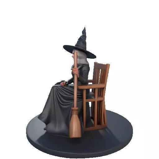 2908 Elegant Witch with Broom Raven and Skull Color 3D print model_33