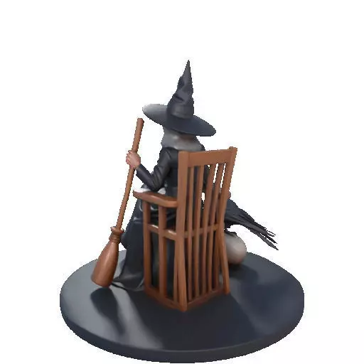 2908 Elegant Witch with Broom Raven and Skull Color 3D print model_27