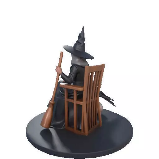2908 Elegant Witch with Broom Raven and Skull Color 3D print model_28