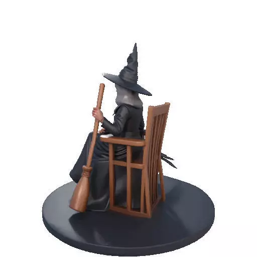 2908 Elegant Witch with Broom Raven and Skull Color 3D print model_29
