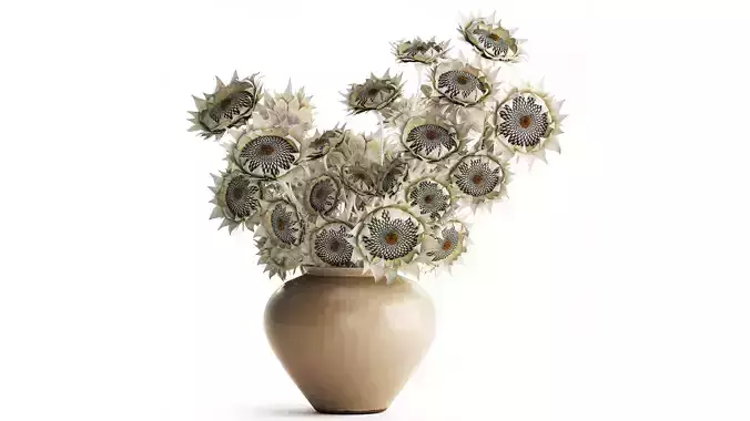 Bouquet sunflower dried flowers ceramic vase decor new