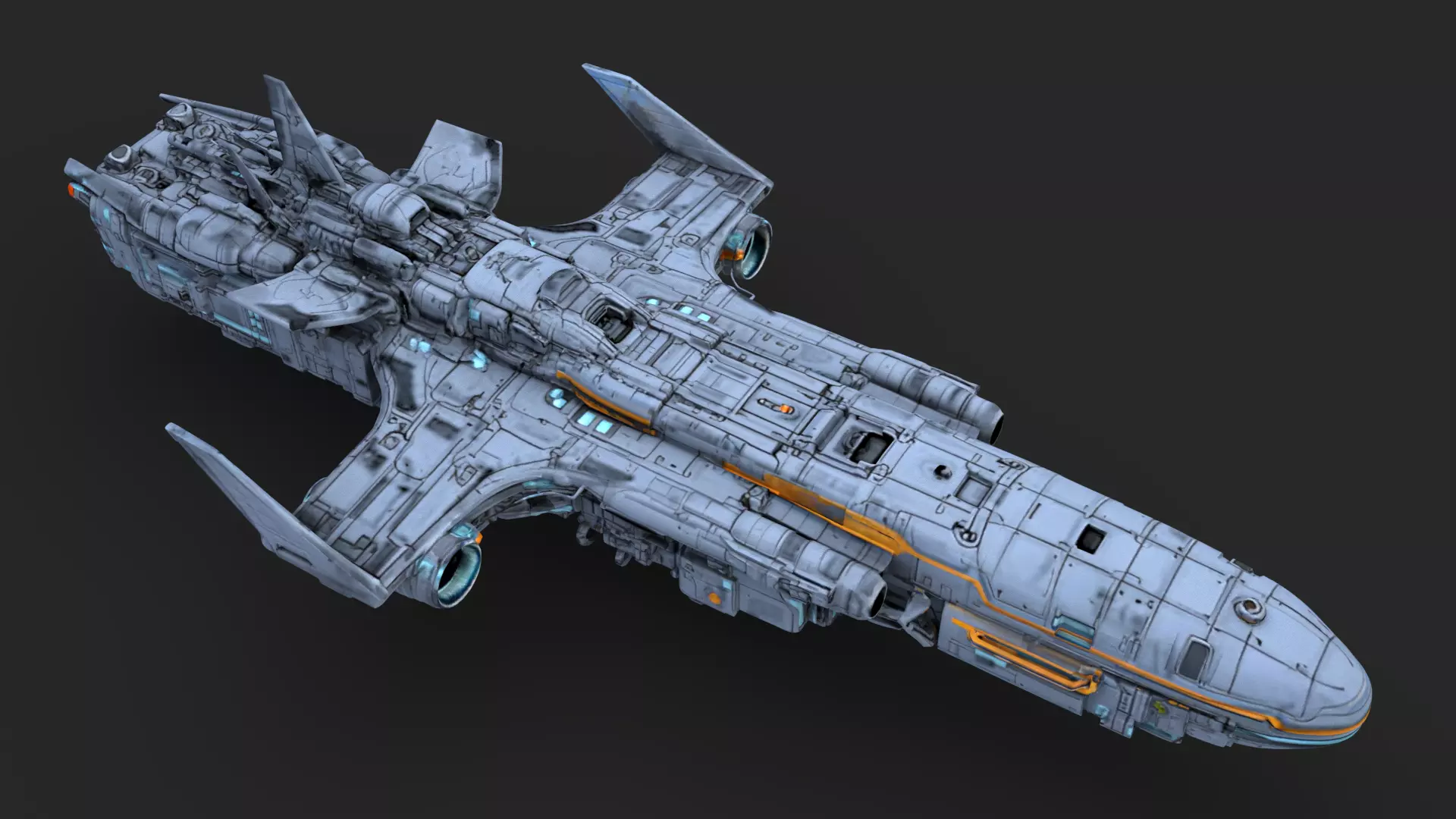 Futuristic Spacecraft High Detail 3D model_5