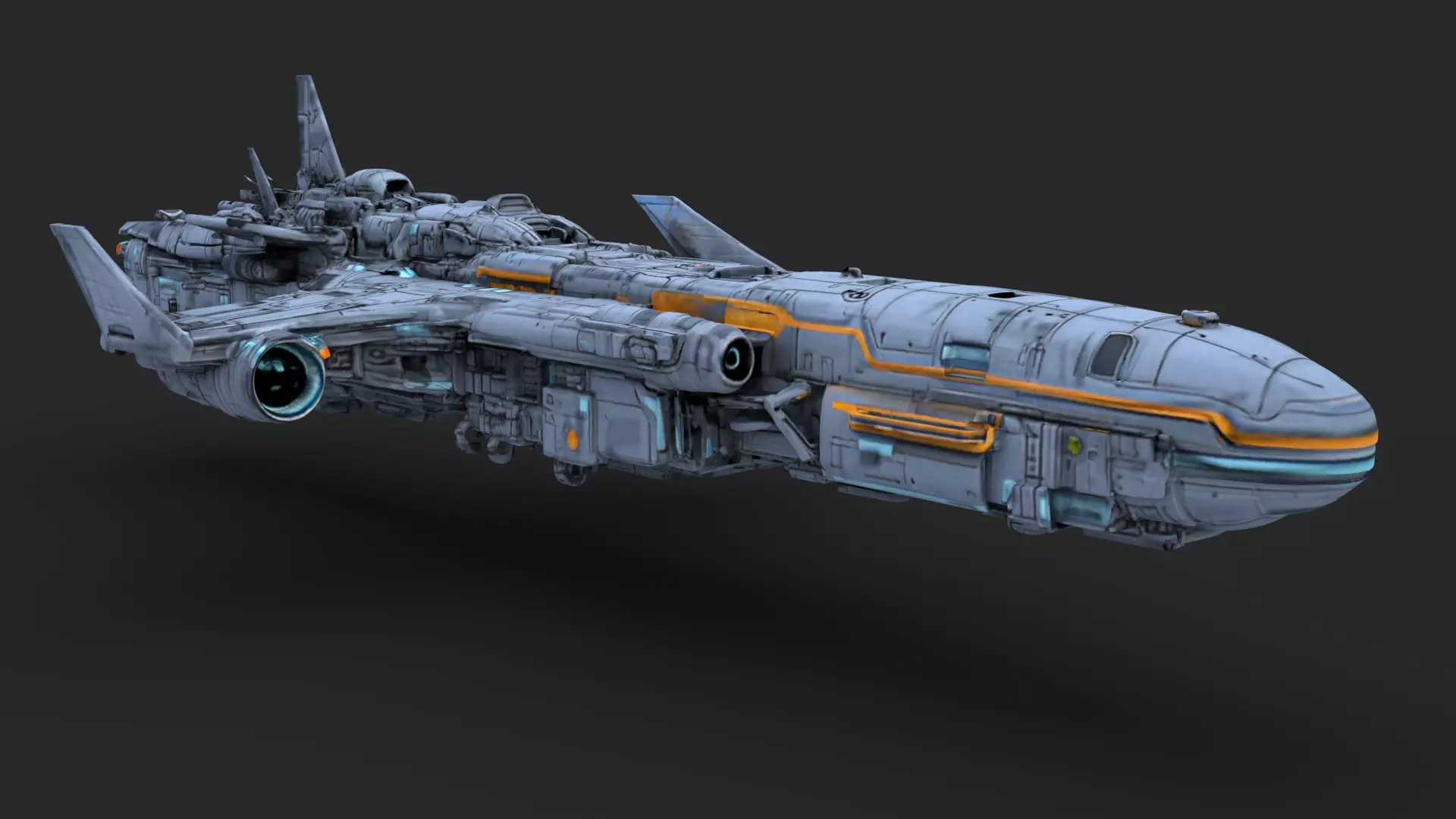 Futuristic Spacecraft High Detail 3D model_1