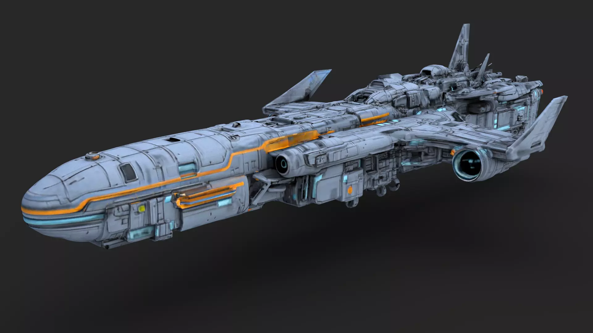 Futuristic Spacecraft High Detail 3D model_3