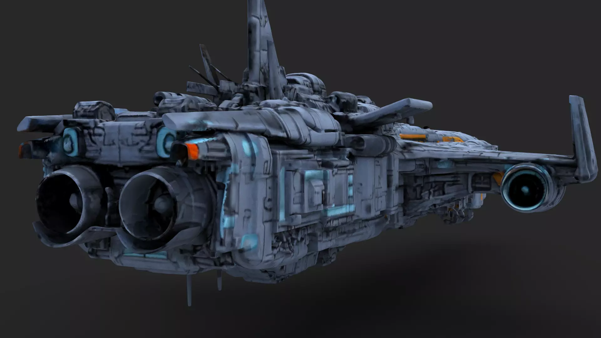 Futuristic Spacecraft High Detail 3D model_8