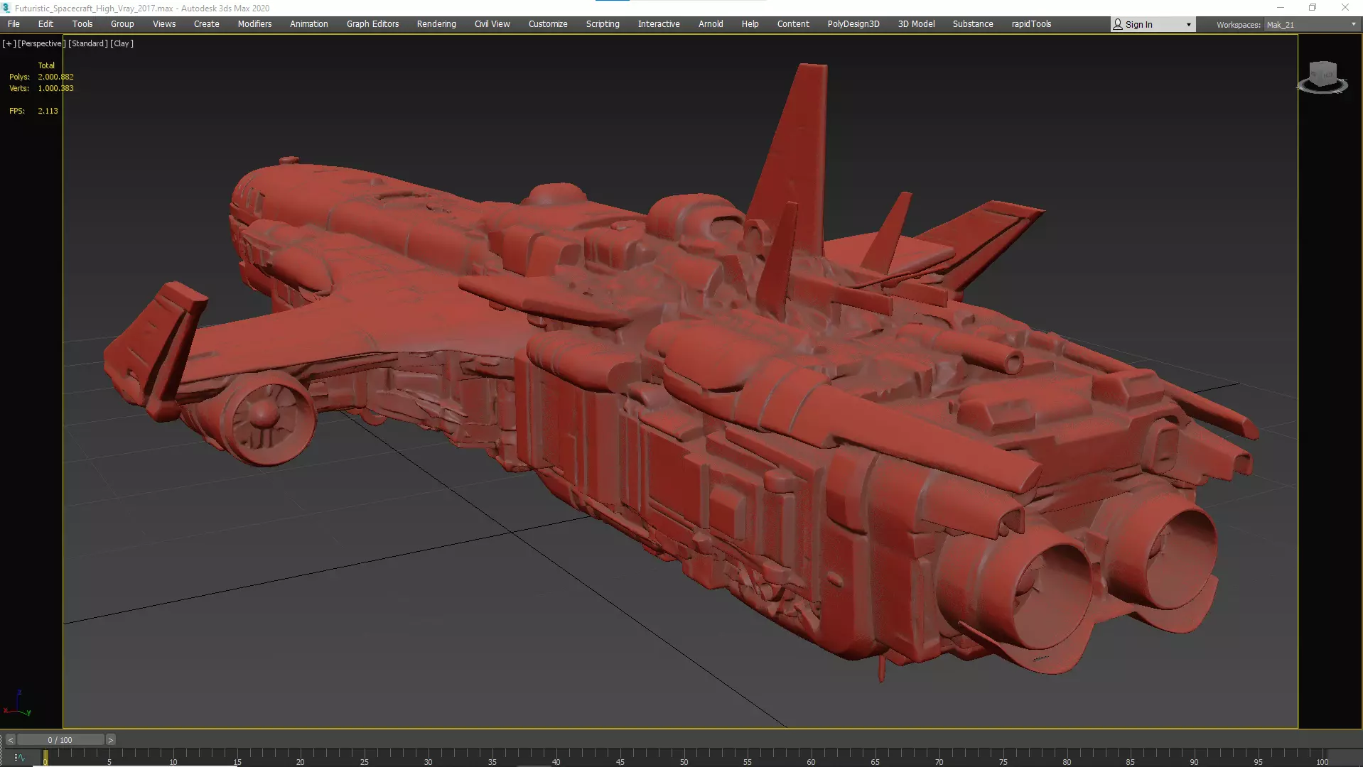 Futuristic Spacecraft High Detail 3D model_13