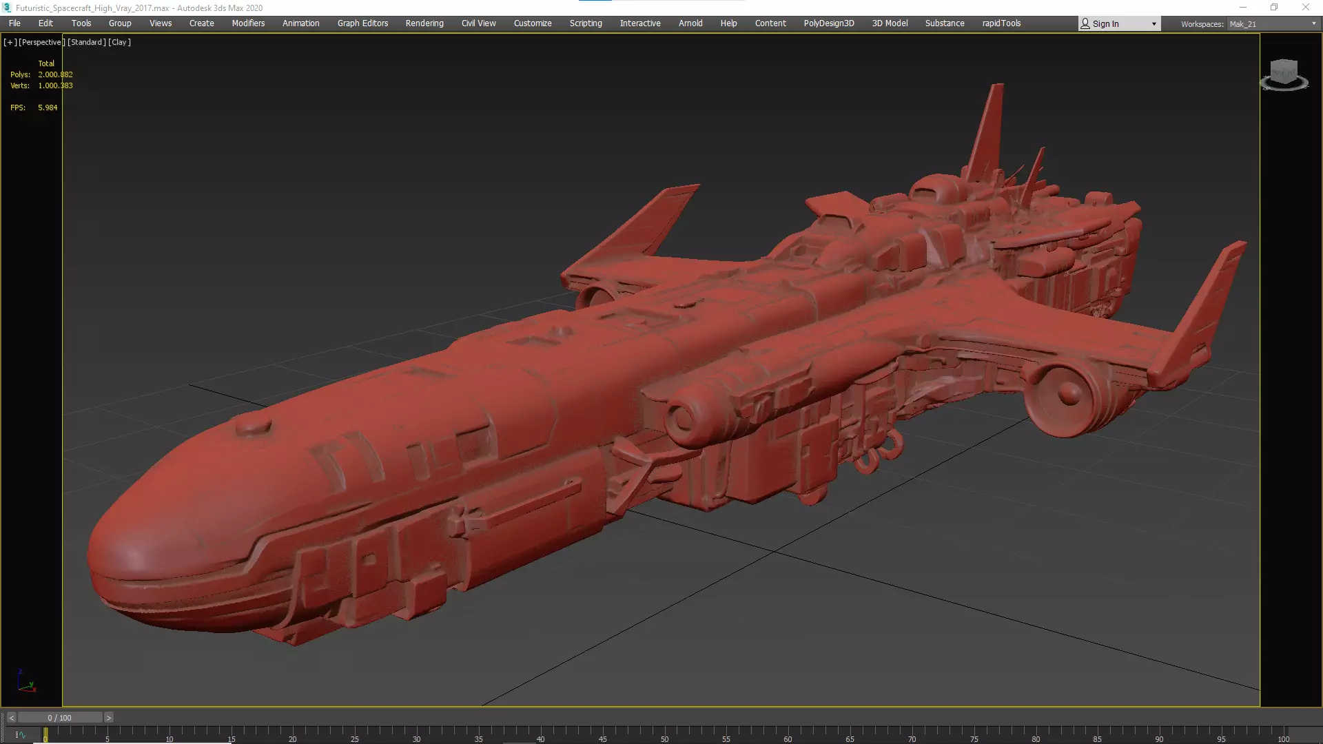 Futuristic Spacecraft High Detail 3D model_12