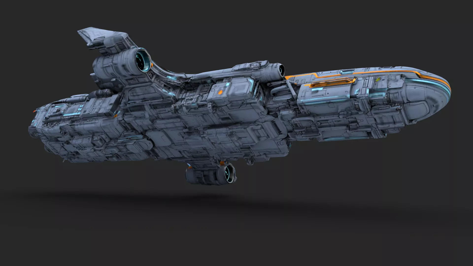 Futuristic Spacecraft High Detail 3D model_6