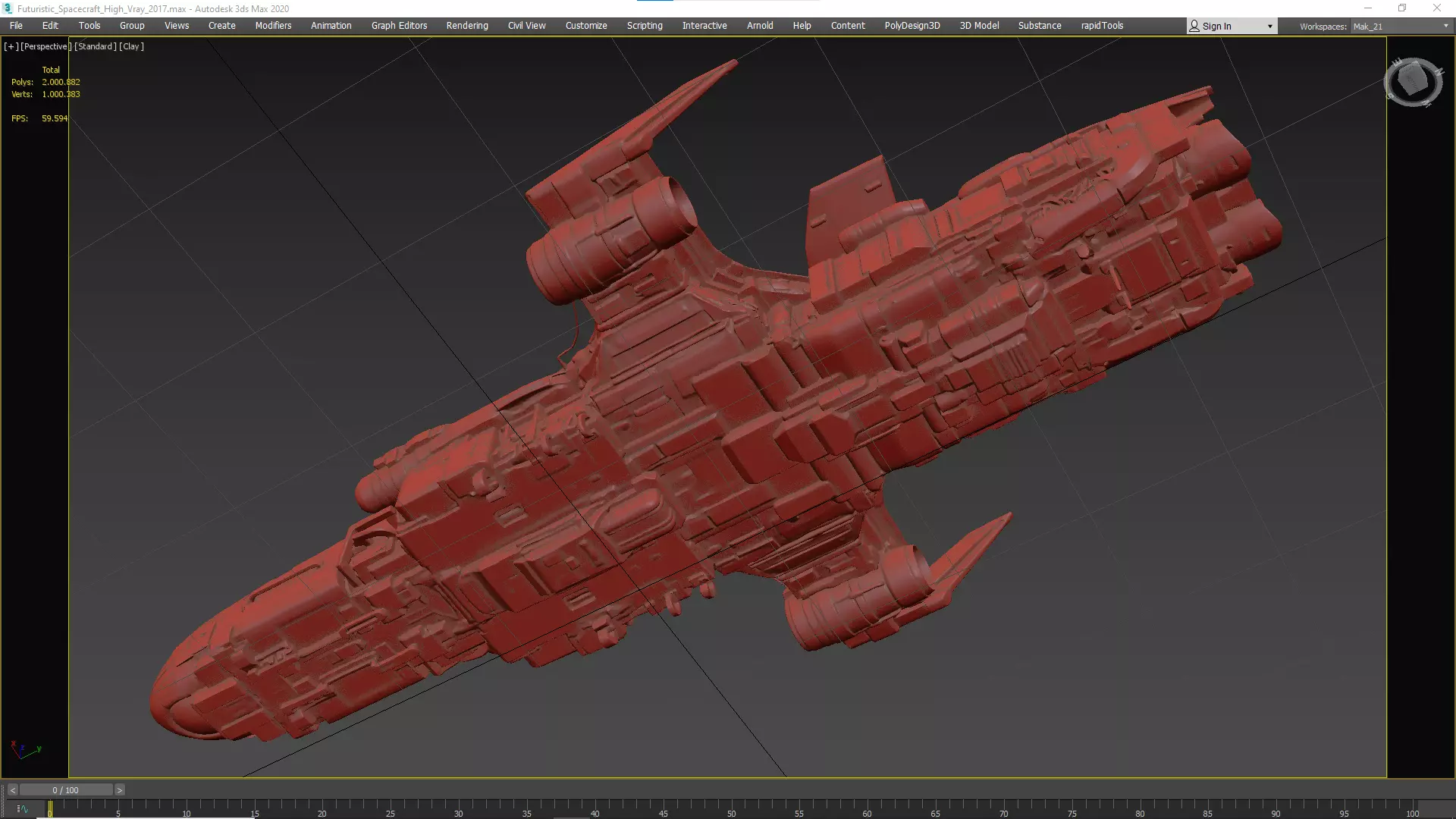 Futuristic Spacecraft High Detail 3D model_14