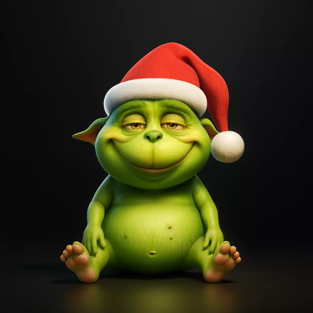 Grinch Holiday Creature Christmas with Santa Hat Fantasy 3D print model