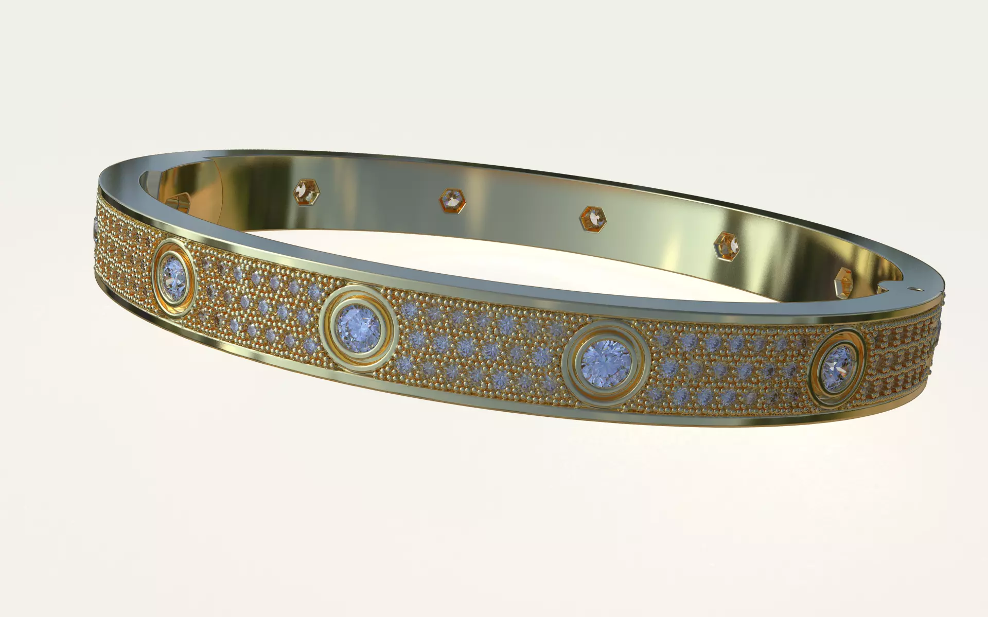 Bracelet Love Paved 150mm 3D print model_0