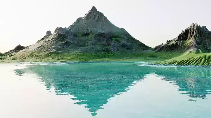 Lake Terrain - Mountains with Water Lagoon Environment